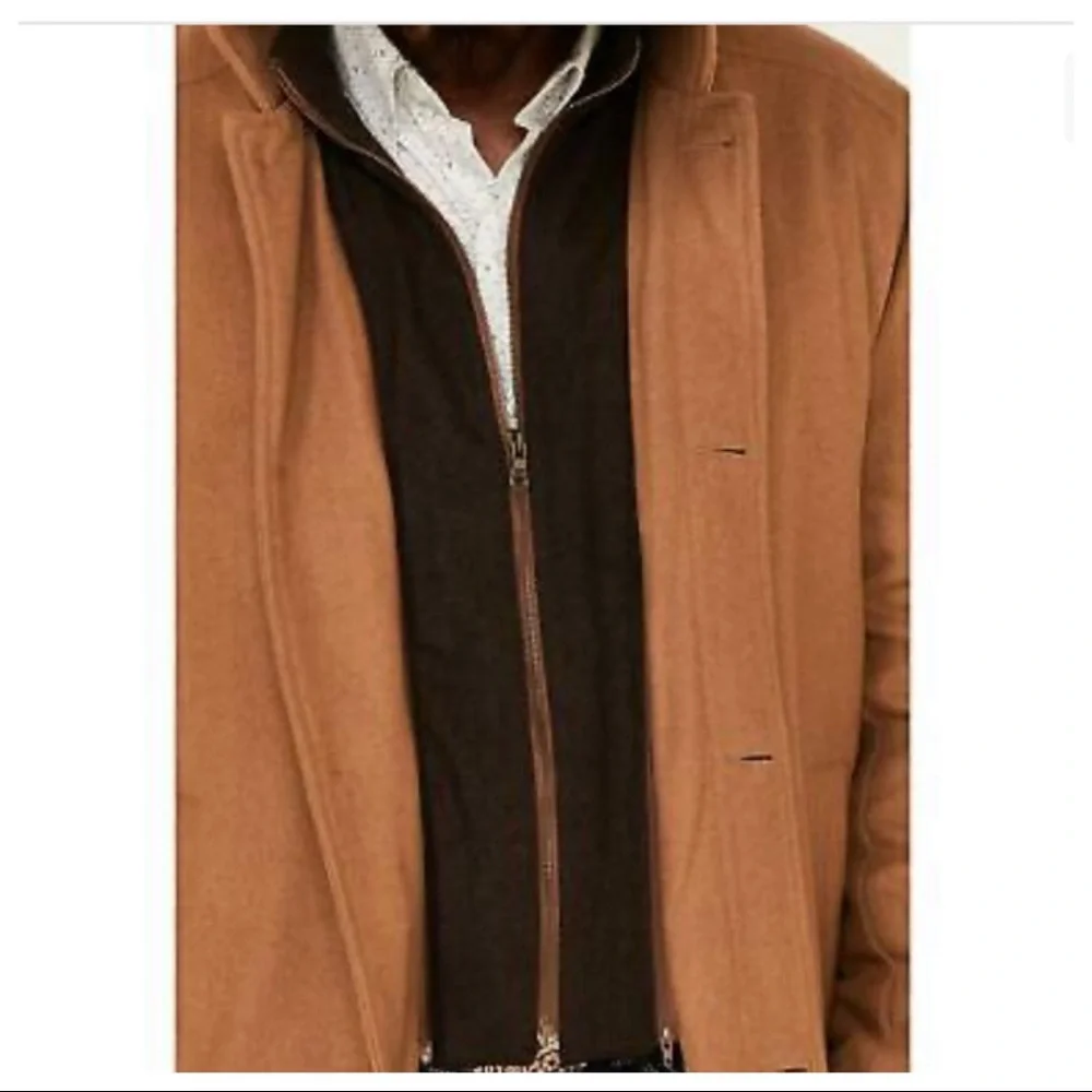 Cripple Creek Men's Camel Wool Melton Faux Leather Coat  - CR43366